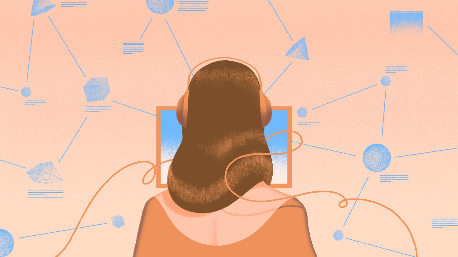 An illustration of a person viewing a screen