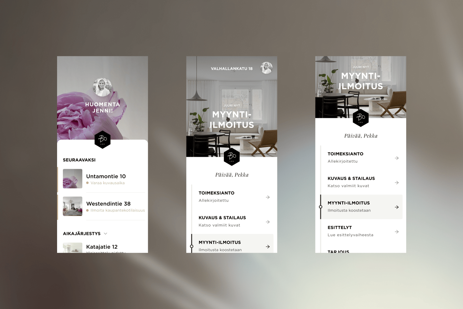 Bo mobile application UX images