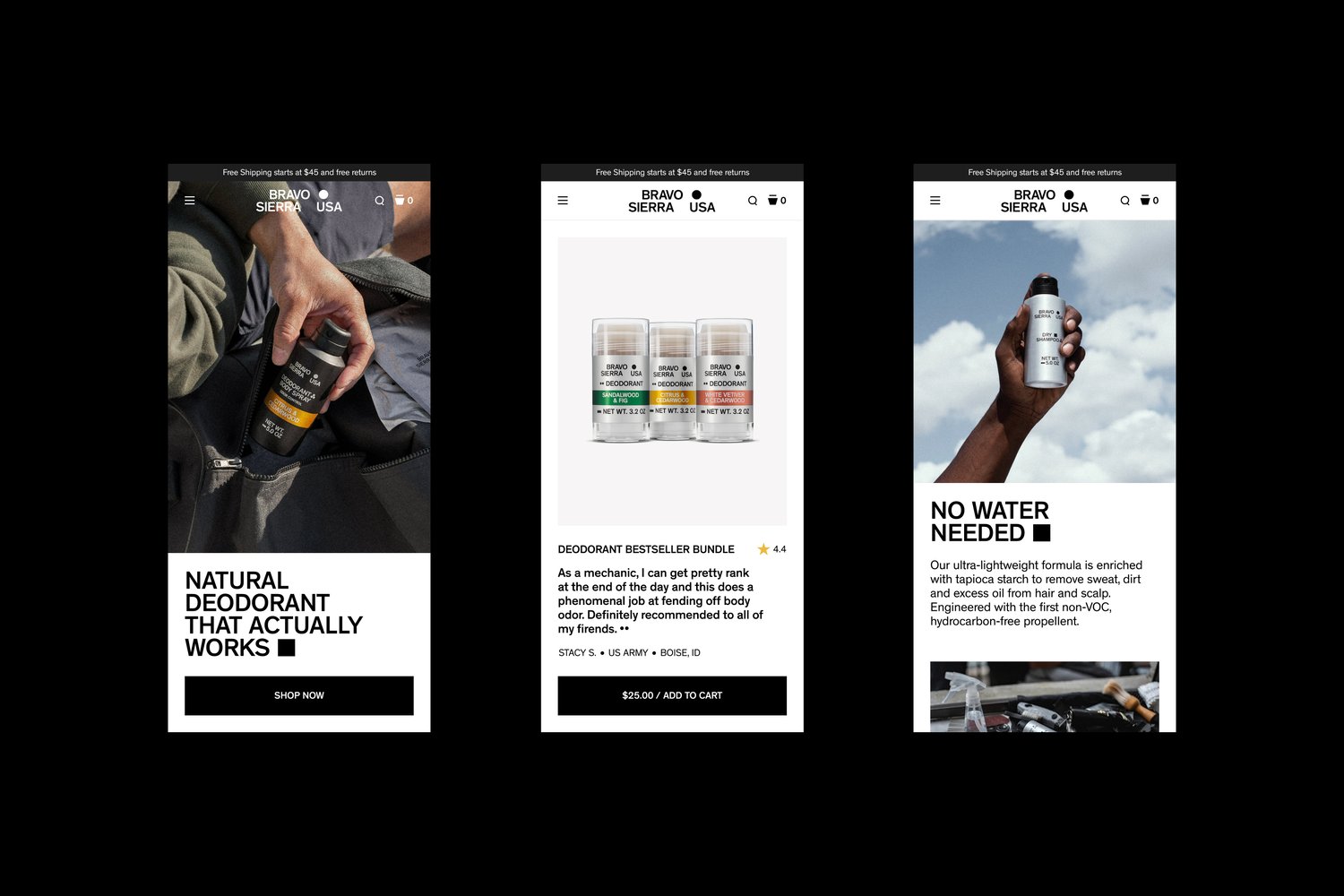 Bravo Sierra ecommerce interface