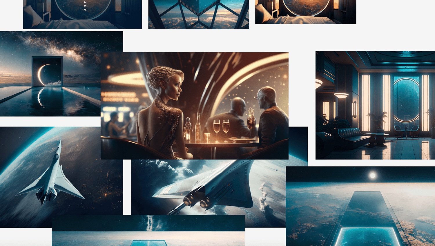 AI created images of a luxury resort in space