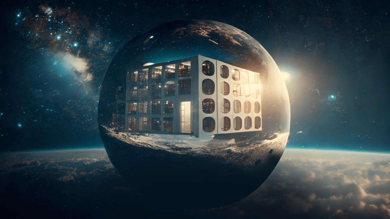 Ai created illustration of a luxury resort in space