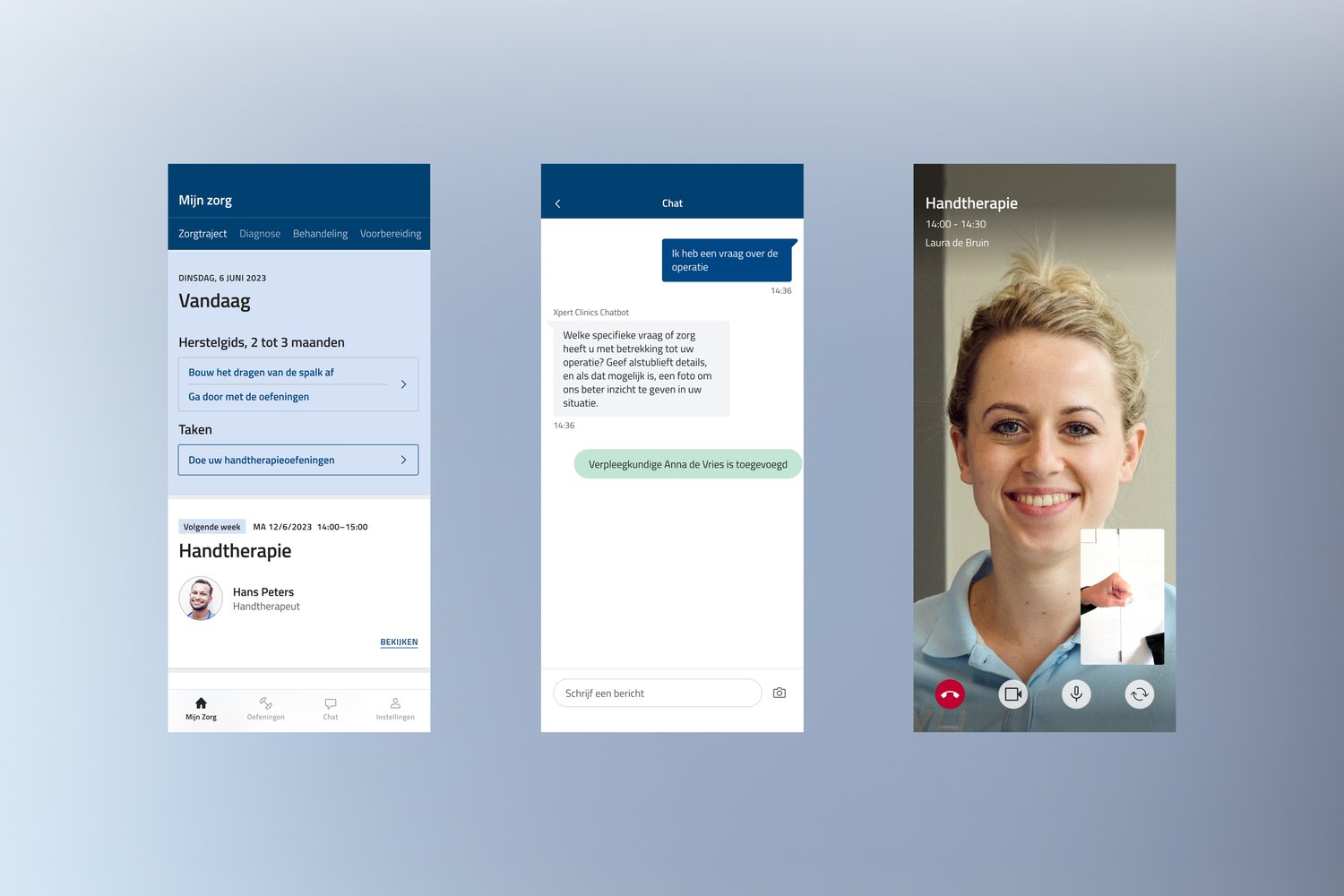 UI images of the Equipe application