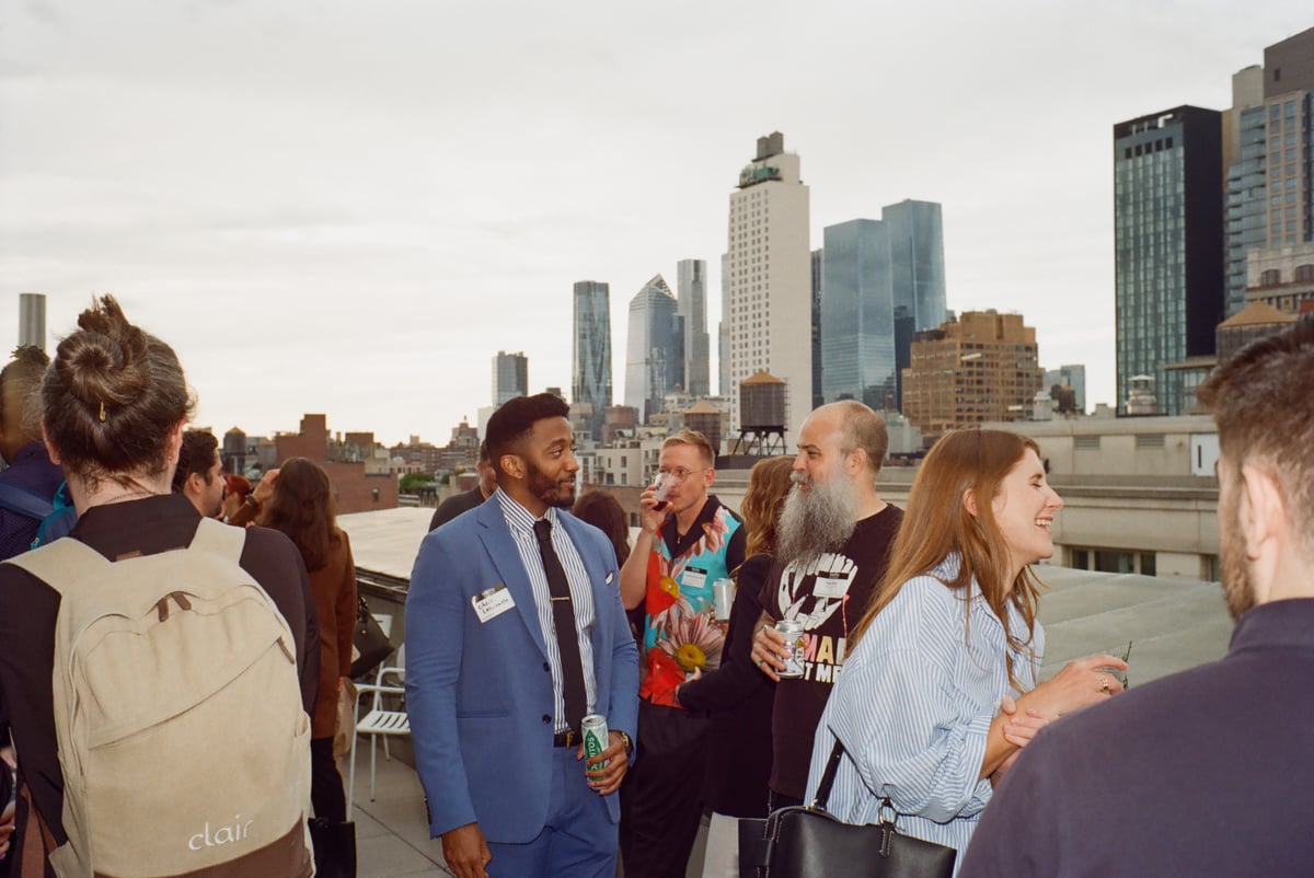 people mingling at the Reaktor New York terrace
