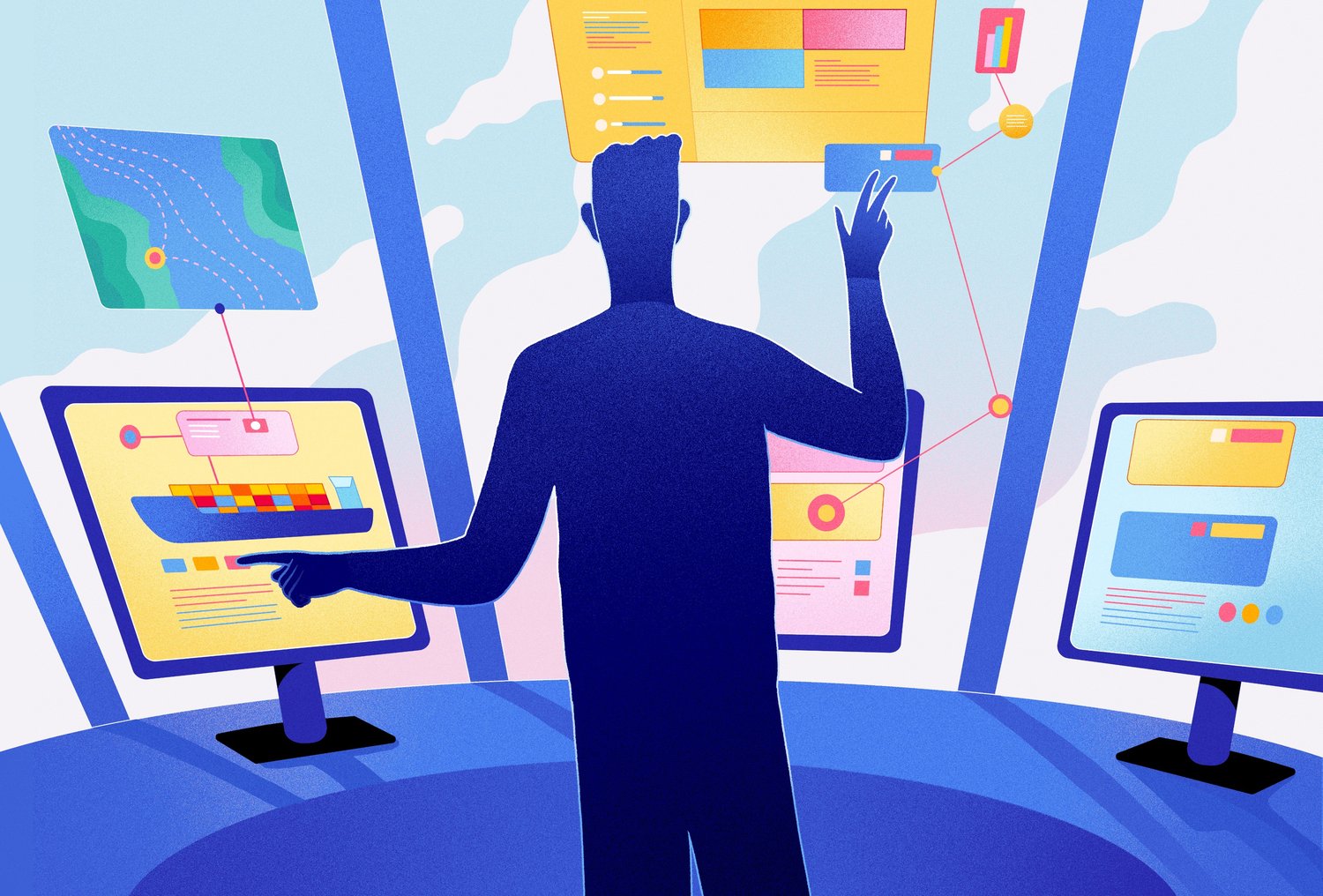 Illustration of a person using the cargotec digital hub