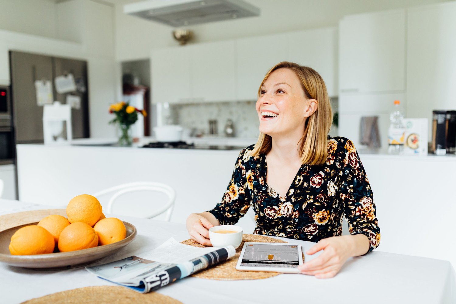 A woman using the K-ruoka.fi service