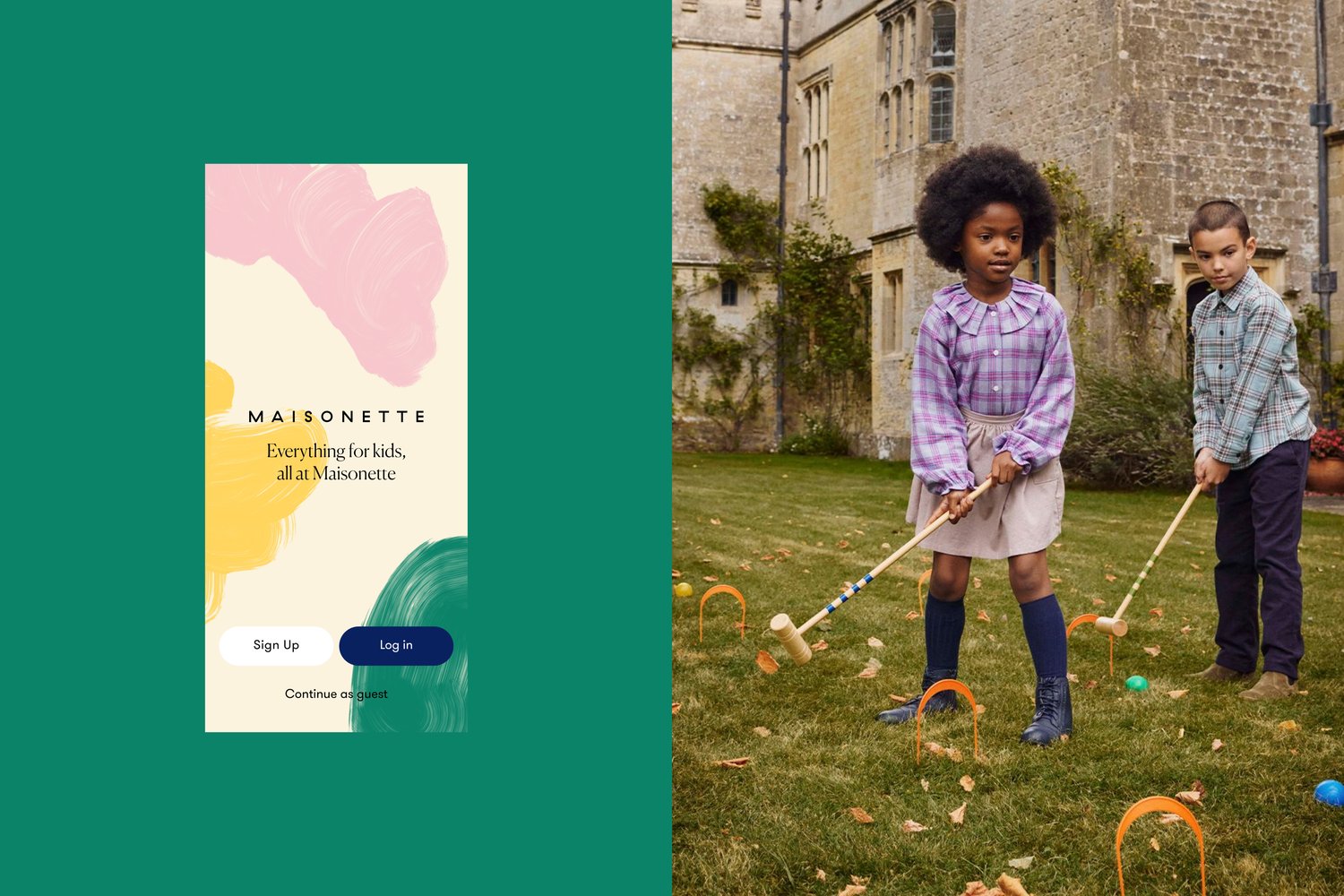 Maisonette app UI image side by sade with Maisonette Brand image