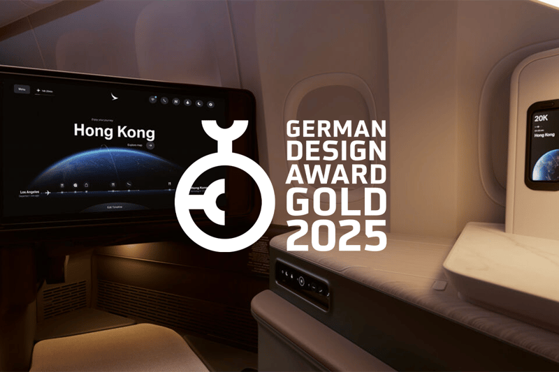 Reaktor Aero wins Gold at German Design Awards for Cathay Pacific's in-flight entertainment system