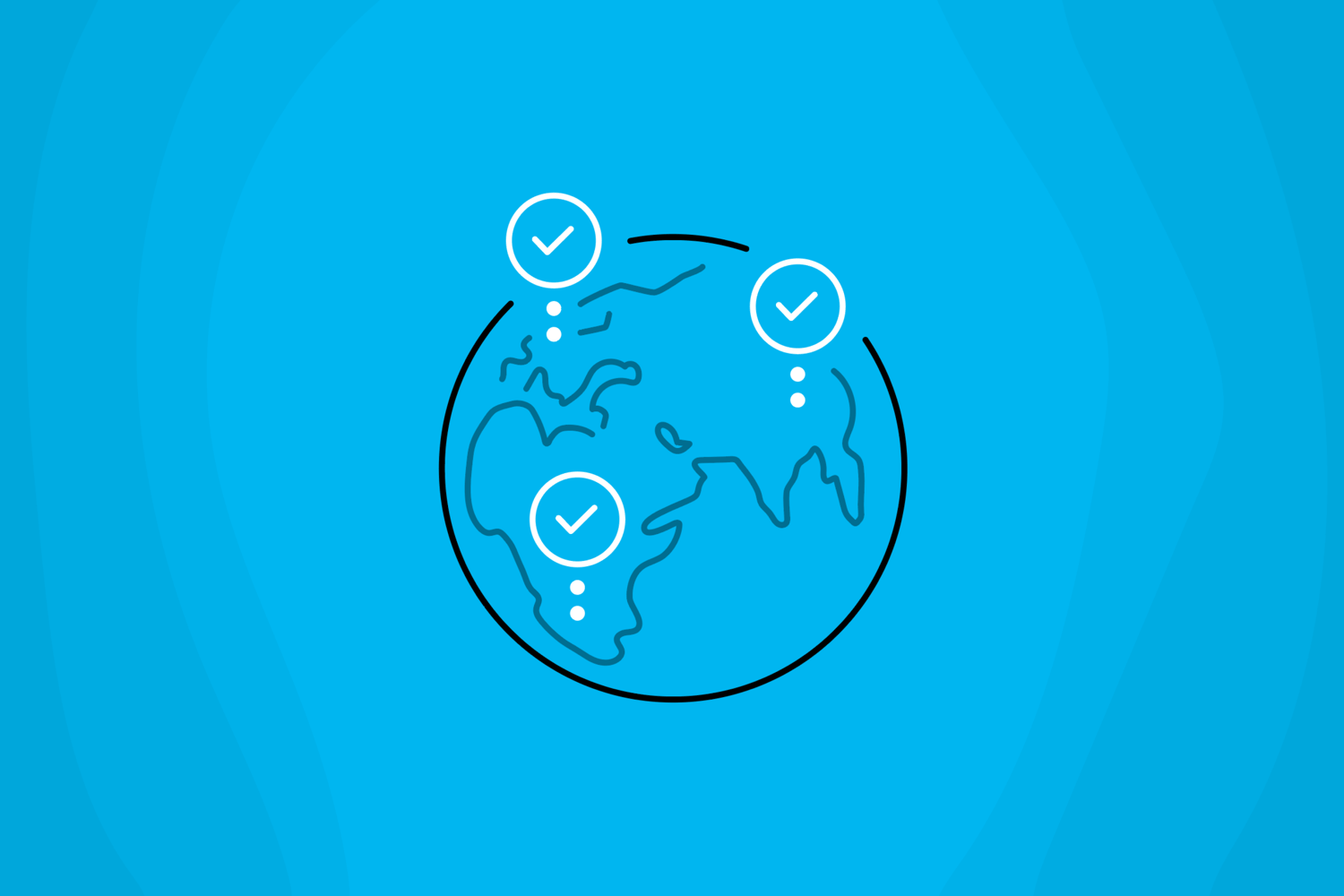 illustration of a world map with pins globally