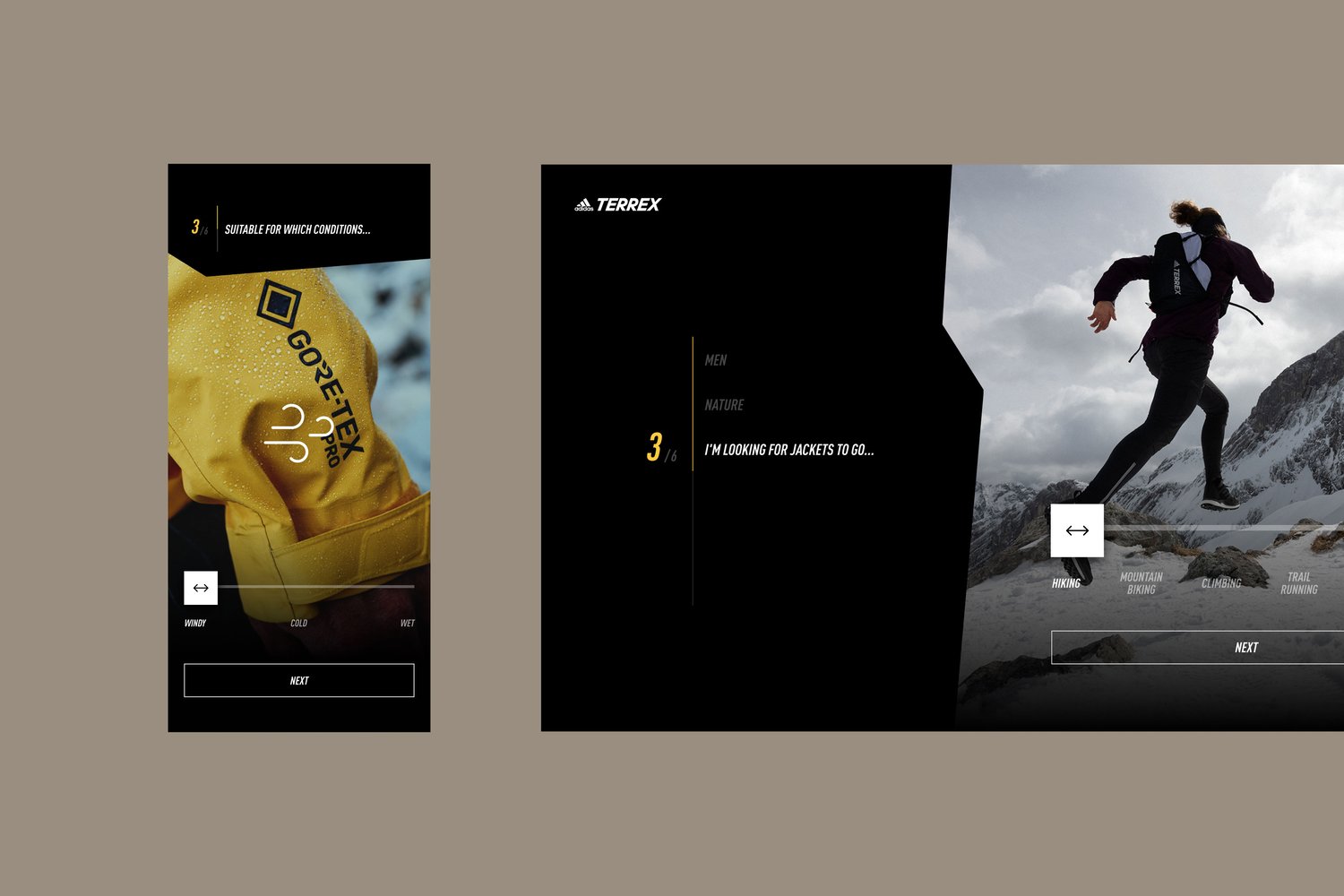 UI imagery of the Adidas product finder app